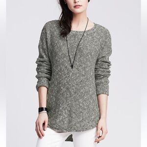 Banana Republic Women's Cotton Linen Pullover Sweater Size XL Marled Grey Preppy